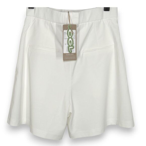 OGL White Bamboo Blend Ponte Knit Pleated High Waist Zip Up Shorts Size XS - Picture 5 of 5